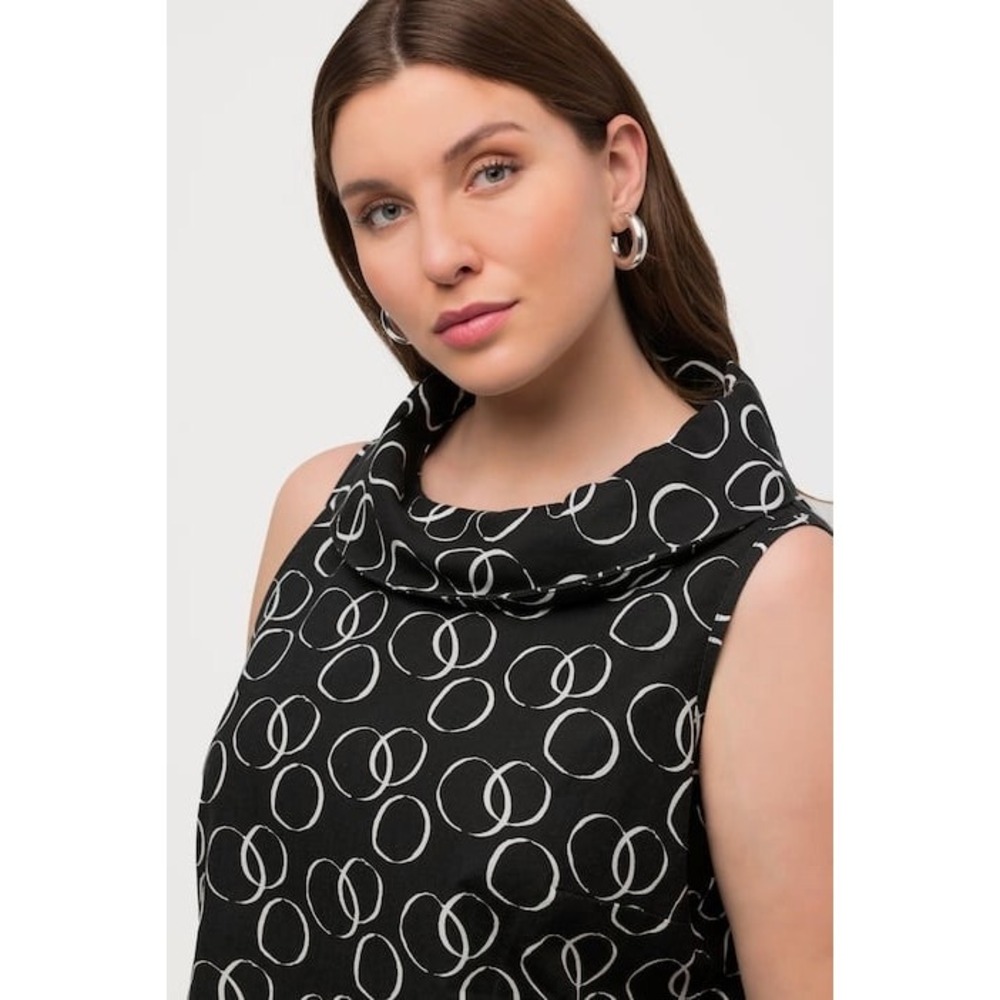 NWT Ulla‎ Popken Geometric Circle Print Cowl Neck Shift Dress 20/22 Fun